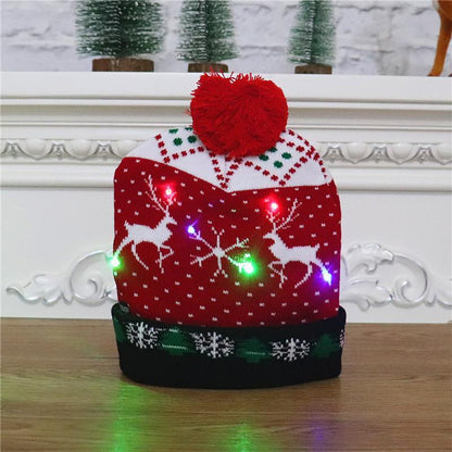 Christmas Decorations Adult Children's Luminous Knitted Christmas Hat