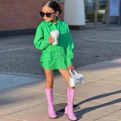Girls' Casual Loose Shirt Long Sleeve Petticoat