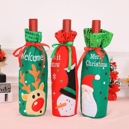Christmas Decorations Red Wine Bottle Bag Cover