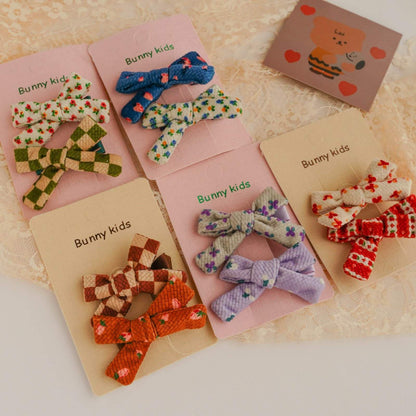 Children's Fabric Bow Floral Hairpin