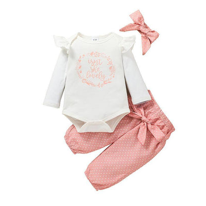 Baby Girl Long Sleeve Jumpsuit 3-piece Set