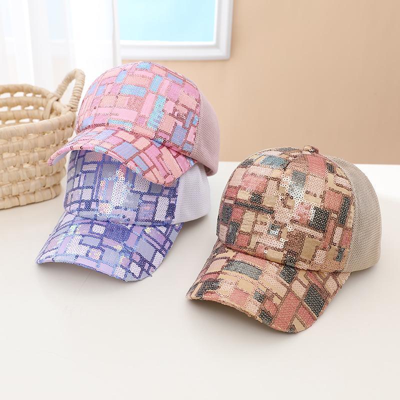 Summer Colorful Sequin Stitching Children's Mesh Cap