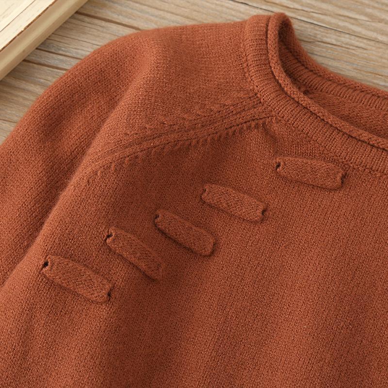 Children's Wear Solid Color Knit Pocket Sweater