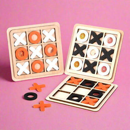 Three Series of Tic-tac-toe Chess Puzzle Nine Palace Wooden Toys