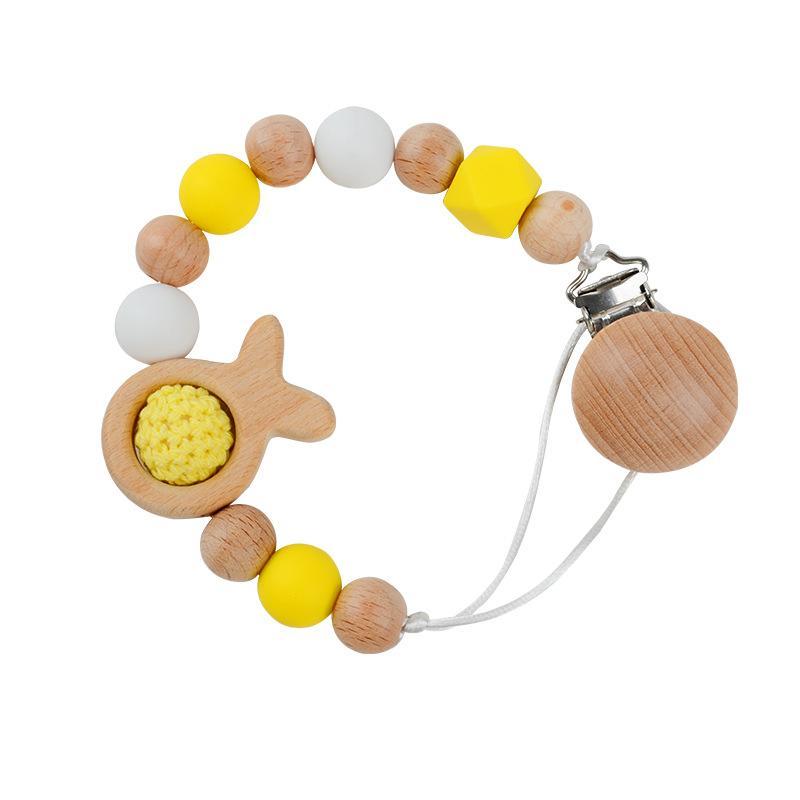 Pacifier Clip Anti-drop Chain Handmade of Beech and Silicone