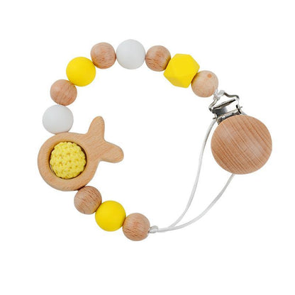 Pacifier Clip Anti-drop Chain Handmade of Beech and Silicone