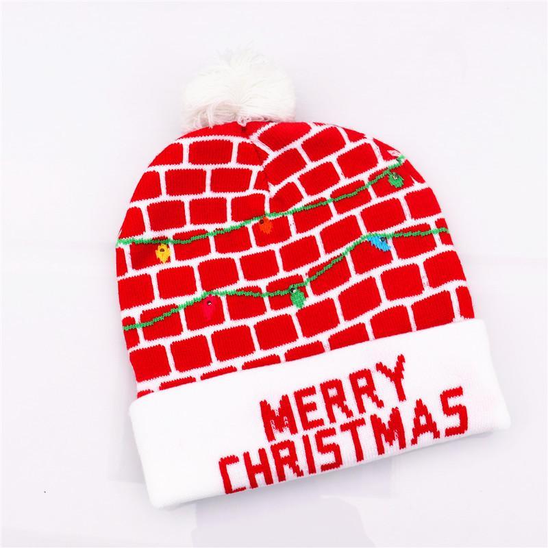 Christmas Decorations Adult Children's Luminous Knitted Christmas Hat
