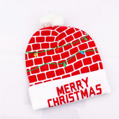 Christmas Decorations Adult Children's Luminous Knitted Christmas Hat