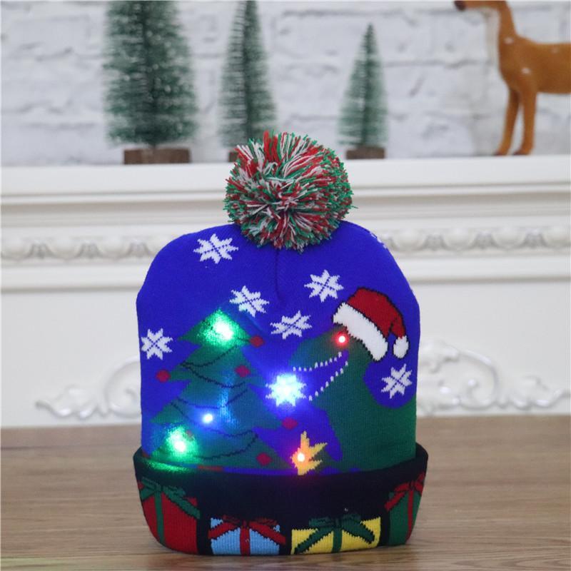 Christmas Decorations Adult Children's Luminous Knitted Christmas Hat