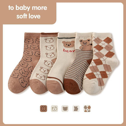 Children's Cartoon Striped Letter Cotton Socks
