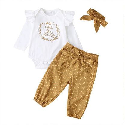 Baby Girl Long Sleeve Jumpsuit 3-piece Set