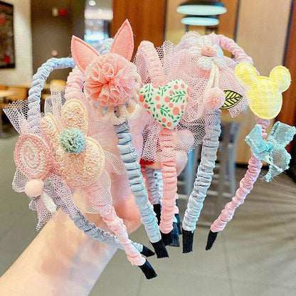 Girl's Hair Hoop Mesh Cartoon Broken Hair Clip Headdress