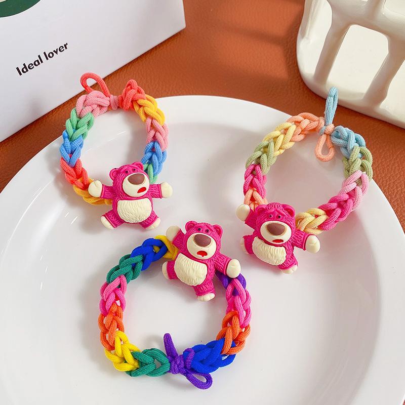 Strawberry Bear Woven Rubber Band Colorful Elastic Hair Tie