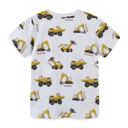Knitted cotton medium and small children's round neck T-shirt, boys' Pullover T-shirt