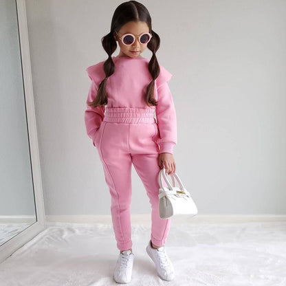 Children's Clothing Casual Long Sleeve Solid Color Sweater Set