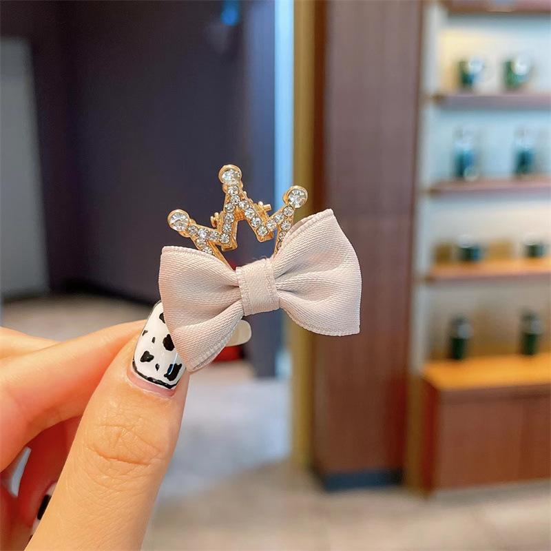 Children's Bow Rhinestone Crown Hairpin