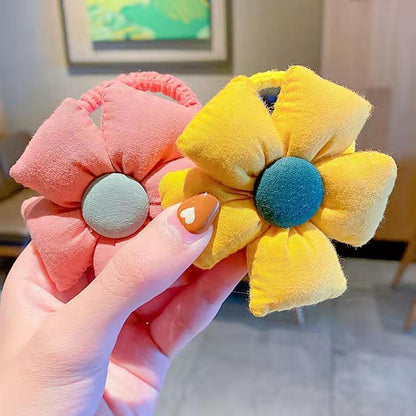 Girl's Big Flower Thick Rubber Band Fabric Hair Ring