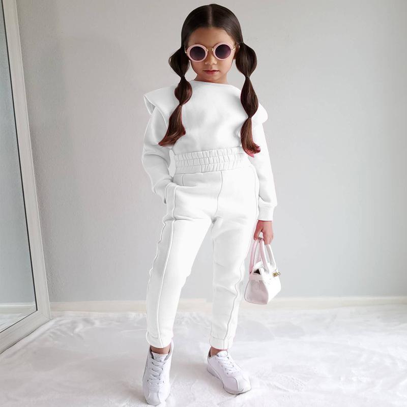 Children's Clothing Casual Long Sleeve Solid Color Sweater Set