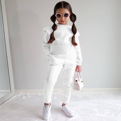 Children's Clothing Casual Long Sleeve Solid Color Sweater Set