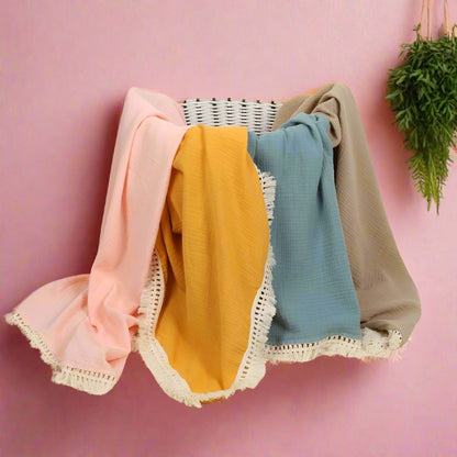 Children's Tassel Gauze Blanket Newborn Bath Towel Blanket