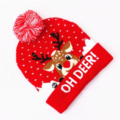 Christmas Decorations Adult Children's Luminous Knitted Christmas Hat