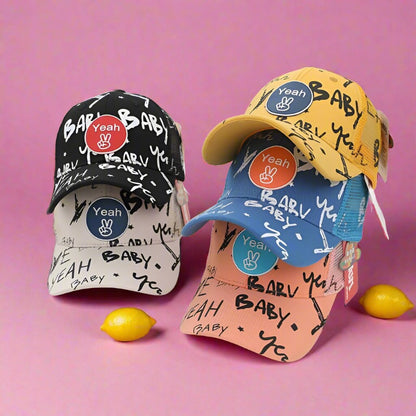 Children Graffiti Print Kids Sunshade Mesh Cap