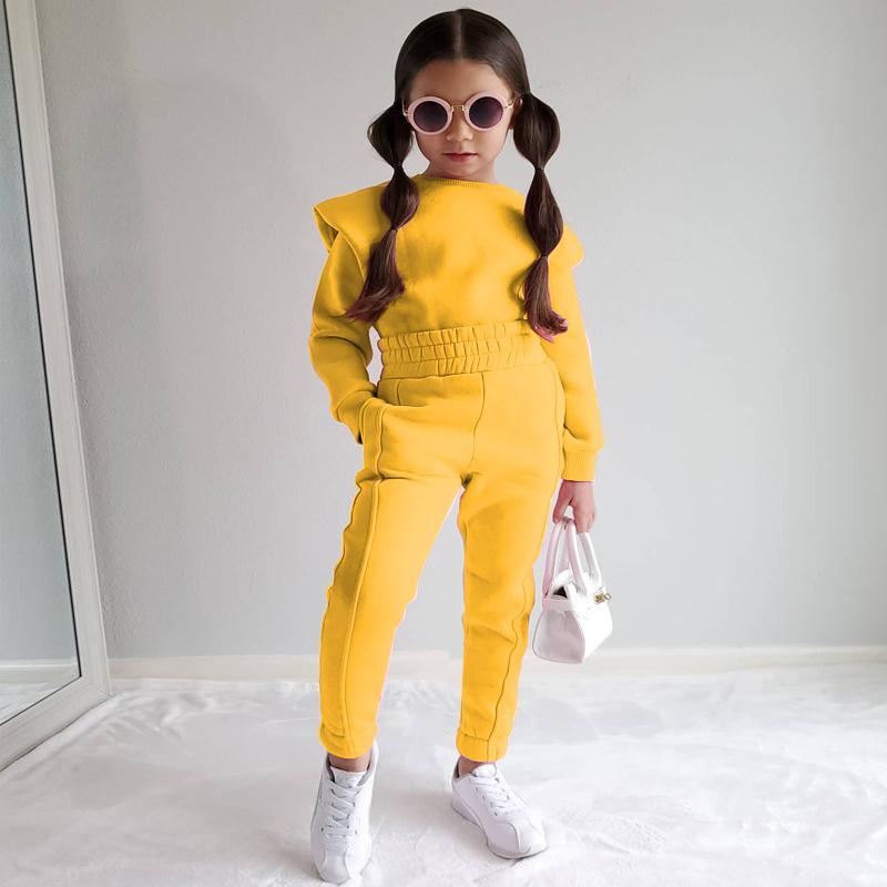 Children's Clothing Casual Long Sleeve Solid Color Sweater Set