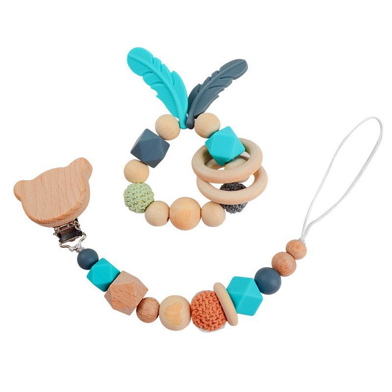 Baby Toys Set | Beech Pacifier Clip and Bracelet