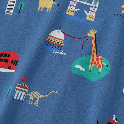 Boys' cartoon cotton short sleeve handsome top round neck T-shirt