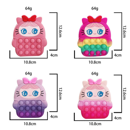 Children's Coin Purse Pink Bow Doll Press Toy