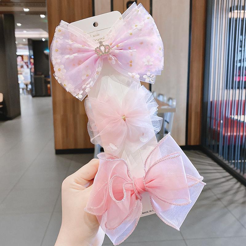 Mesh Bow Children's Hairpin 3pcs/set