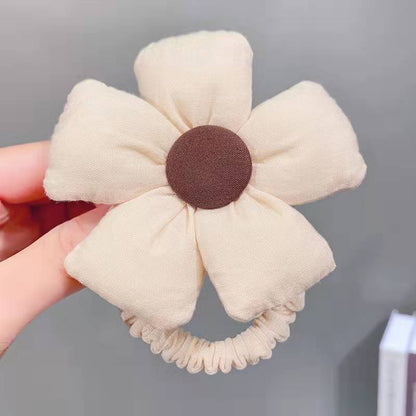Girl's Big Flower Thick Rubber Band Fabric Hair Ring