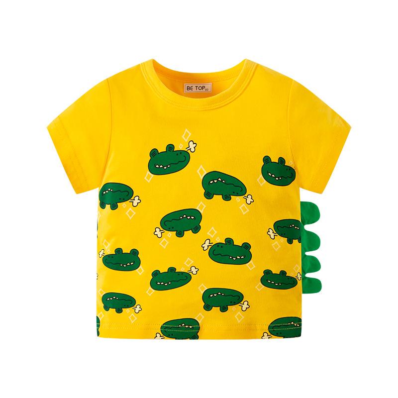 Children's short sleeve cartoon three-dimensional crocodile boys' cotton T-shirt summer children's wear