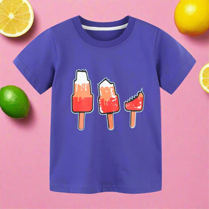 Children's short sleeved cotton cartoon round neck girls' T-shirt
