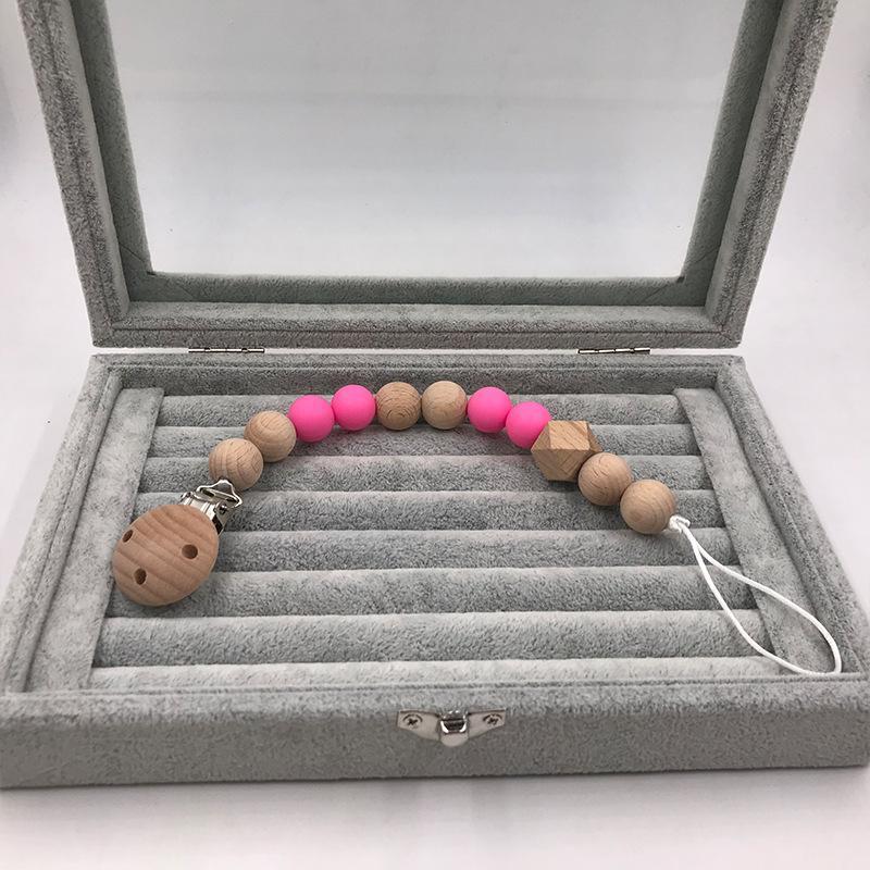 Baby Wooden Pacifier Clip Teether Anti-falling Chain