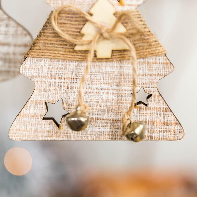 Christmas Wooden Decorative Pendant Star Elk Sock Tree
