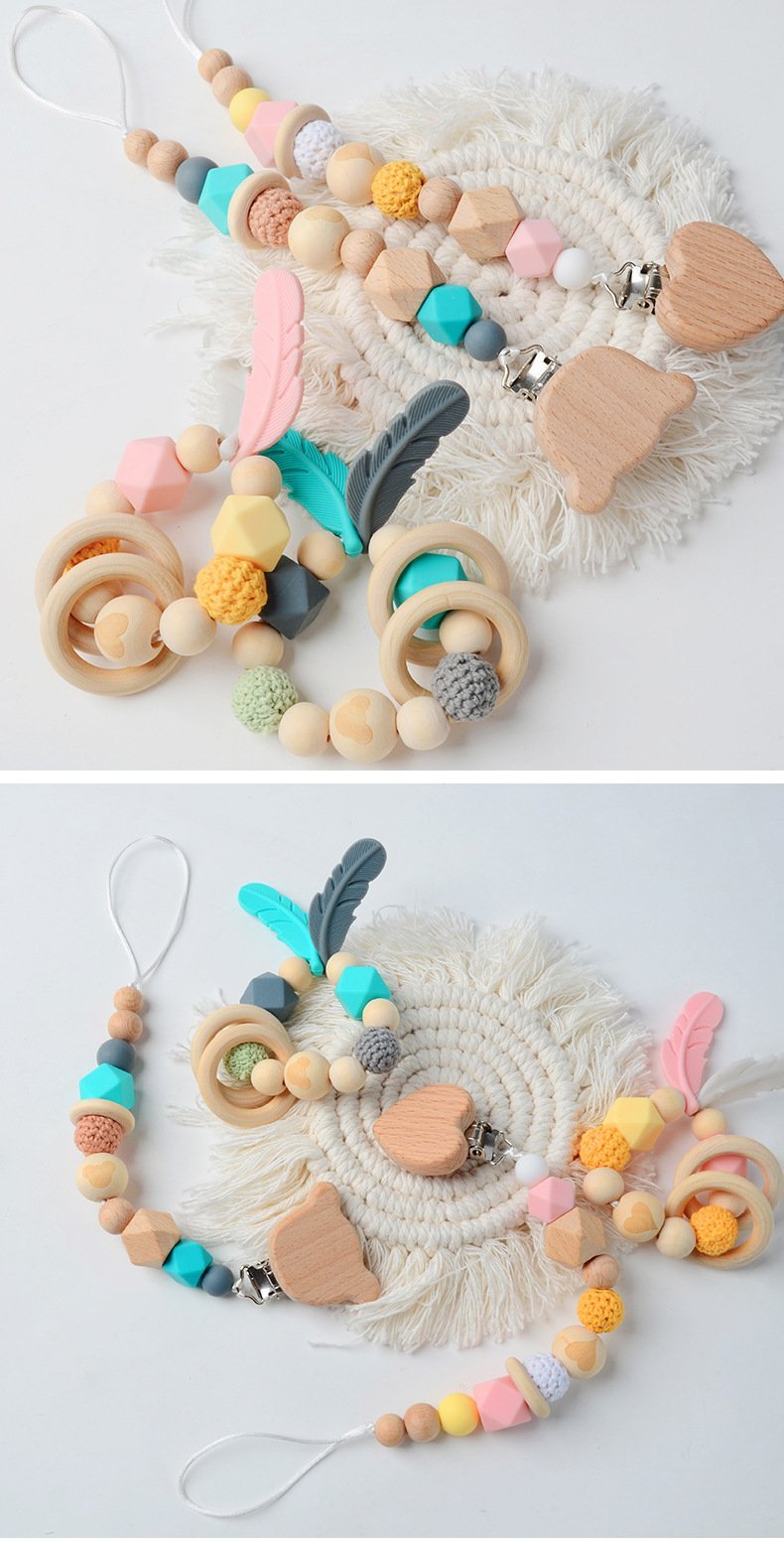 Baby Toys Set | Beech Pacifier Clip and Bracelet