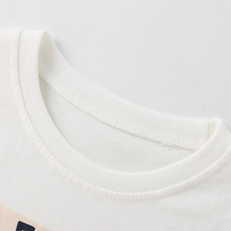 Letter loose girl round neck top short sleeve