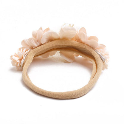 Baby Beige Pearl Rhinestone Nylon Headband