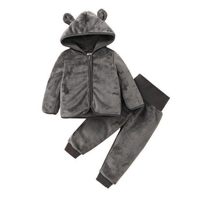 Children's Wear Hooded Zippered Shirt Pants Two-Piece Set