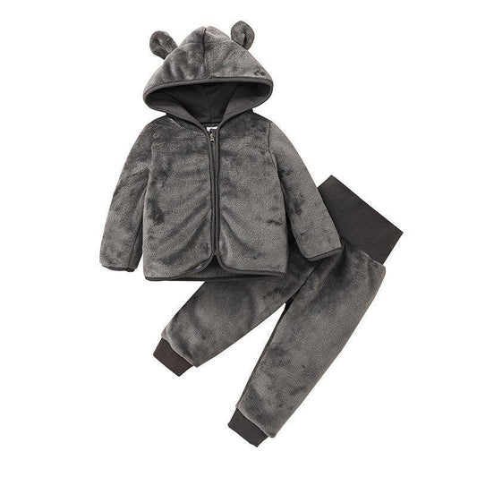 Children's Wear Hooded Zippered Shirt Pants Two-Piece Set