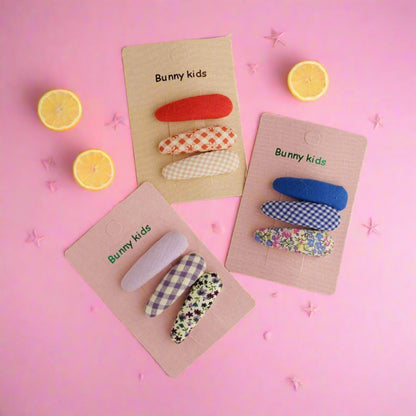 Children's Sponge Hairpin Plaid Floral 3-pack