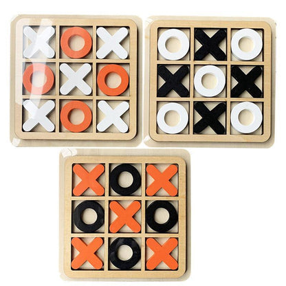 Three Series of Tic-tac-toe Chess Puzzle Nine Palace Wooden Toys
