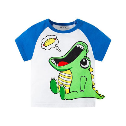 Boys' short sleeved T-shirt sleeved Korean cartoon dinosaur