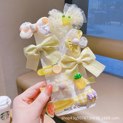 Children's Hairpin Set Bow Mesh Clip