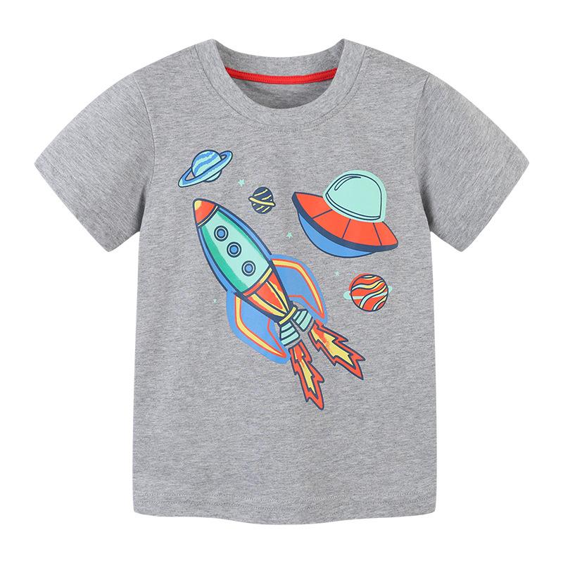 Knitted cotton short sleeve T-shirt cartoon round neck