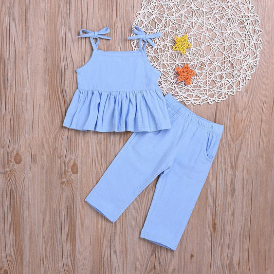 Suspender suit cool solid color girl's clothes