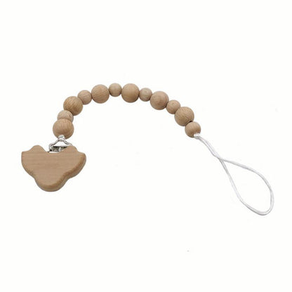 Baby Soothing Nipple Clip Beech Wood Nipple Anti-drop Chain
