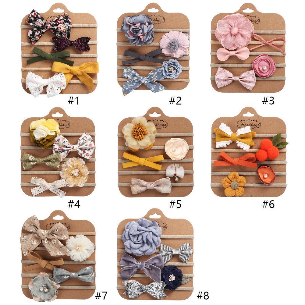 Handmade Bow Hair Band 5pcs/set Stretch Baby Headdress