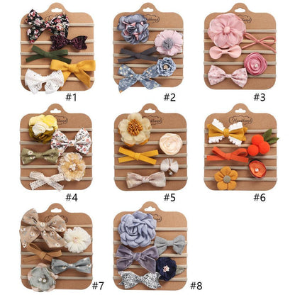 Handmade Bow Hair Band 5pcs/set Stretch Baby Headdress